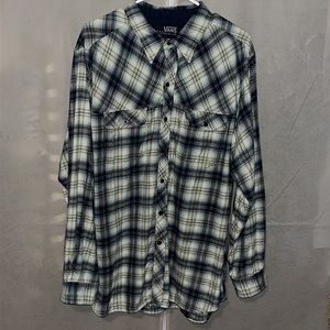 Vans Off the Wall, Navy/Tan/Green Flannel Mens XL